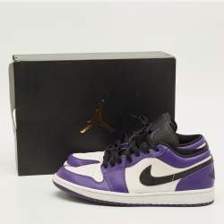 Pre Owned حذاء رياضي إير جوردانز جوردان 1 منخفض بريد تو جلد أسود/أحمر مقاس 45