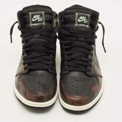 مملوكة مسبقًا Air Jordans Jordan 1 Retro Light Army Rust Shadow Patina Size 45 Multicolor Leather High Top Sneakers