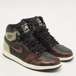 مملوكة مسبقًا Air Jordans Jordan 1 Retro Light Army Rust Shadow Patina Size 45 Multicolor Leather High Top Sneakers