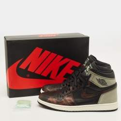 مملوكة مسبقًا Air Jordans Jordan 1 Retro Light Army Rust Shadow Patina Size 45 Multicolor Leather High Top Sneakers