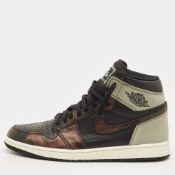مملوكة مسبقًا Air Jordans Jordan 1 Retro Light Army Rust Shadow Patina Size 45 Multicolor Leather High Top Sneakers