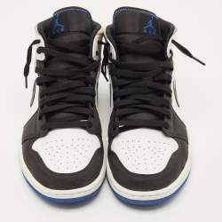 Pre Owned Air Jordans Jordan 1 SE Royal Black Toe Size 46 Multicolor Leather and Suede Mid Top Sneakers