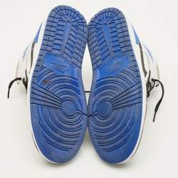 Pre Owned Air Jordans Jordan 1 SE Royal Black Toe Size 46 Multicolor Leather and Suede Mid Top Sneakers