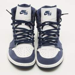 Pre Owned Air Jordans Jordan 1 Retro CO.JP Midnight Navy Size 45 Multicolor Nubuck and Leather High Top Sneakers