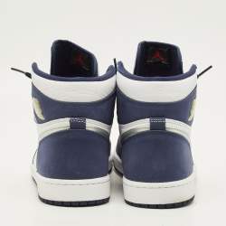 Pre Owned Air Jordans Jordan 1 Retro CO.JP Midnight Navy Size 45 Multicolor Nubuck and Leather High Top Sneakers