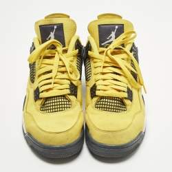 Pre Owned حذاء رياضي إير جوردن جوردن 4 ريترو بريد جلد أسود مقاس 45