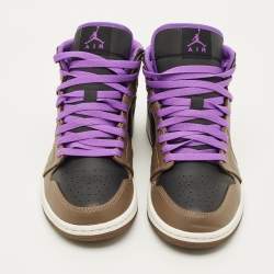 Pre Owned Air Jordans Jordan 1 Size 42 Tricolor Leather Mocha High Top Sneakers