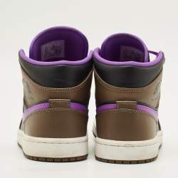 Pre Owned Air Jordans Jordan 1 Size 42 Tricolor Leather Mocha High Top Sneakers