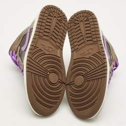 Pre Owned Air Jordans Jordan 1 Size 42 Tricolor Leather Mocha High Top Sneakers