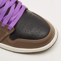 Pre Owned Air Jordans Jordan 1 Size 42 Tricolor Leather Mocha High Top Sneakers