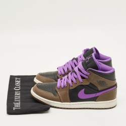 Pre Owned Air Jordans Jordan 1 Size 42 Tricolor Leather Mocha High Top Sneakers