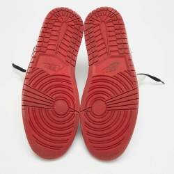 Pre Owned Air Jordans 1 Mid Gym Red Size 46 White/Black Fabric and Leather Mid Top Sneakers