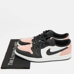 مملوكة مسبقًا حذاء رياضي اير جوردان 1 لو او جي جلد وشامواه زهري/أسود منخفض مقاس 47