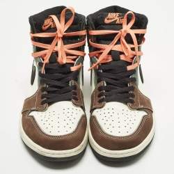 Pre Owned حذاء رياضي اير جوردن جوردن 1 ريترو هاي جلد أخضر/أبيض مقاس 44.5