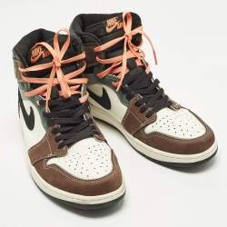 Pre Owned حذاء رياضي اير جوردن جوردن 1 ريترو هاي جلد أخضر/أبيض مقاس 44.5