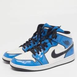 Pre Owned حذاء رياضي إير جوردان أزرق/أسود جلد جوردان 1 ميد يونيفيرسيتي بلو بلاك مقاس 42.5