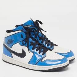 Pre Owned حذاء رياضي إير جوردان أزرق/أسود جلد جوردان 1 ميد يونيفيرسيتي بلو بلاك مقاس 42.5