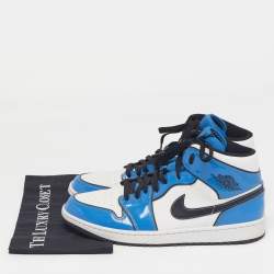 Pre Owned حذاء رياضي إير جوردان أزرق/أسود جلد جوردان 1 ميد يونيفيرسيتي بلو بلاك مقاس 42.5