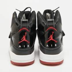 Pre Owned حذاء رياضي إير جوردن فلايت 45 قماش أسود وجلد براء لامع عنق مرتفع مقاس 41