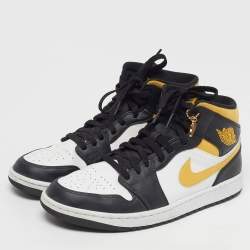 Pre Owned Air Jordans 1 Retro High Size 44.5 Tricolor Leather OG Pollen High Top Sneakers