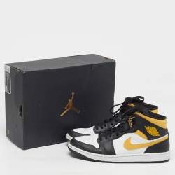 Pre Owned Air Jordans 1 Retro High Size 44.5 Tricolor Leather OG Pollen High Top Sneakers