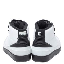 Pre Owned Air Jordan 2 White/Black Leather And Rubber Wing It Lace Up Sneakers Size 42.5