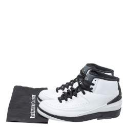 Pre Owned Air Jordan 2 White/Black Leather And Rubber Wing It Lace Up Sneakers Size 42.5