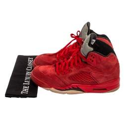 Air Jordan Red Suede Boys' 5 Retro Sneakers Size 42.5