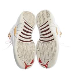 Air Jordan White Leather 12 Retro Fiba High Top Sneakers Size 40