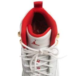 Air Jordan White Leather 12 Retro Fiba High Top Sneakers Size 40