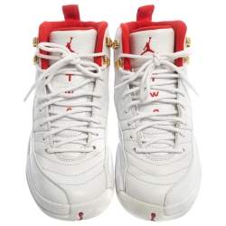 Air Jordan White Leather 12 Retro Fiba High Top Sneakers Size 40