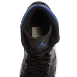 Pre Owned Air Jordan Black/Blue Leather And Nylon Air Jordan 1 Retro Royal Toe High Top Sneakers Size 43