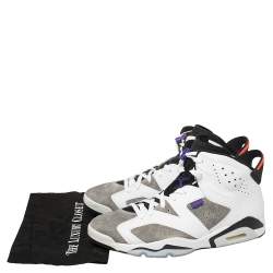 Pre Owned Air Jordan White/Grey Leather And Suede Jordan 6 Retro Flight Nostalgia Sneakers Size 47.5
