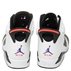Pre Owned Air Jordan White/Grey Leather And Suede Jordan 6 Retro Flight Nostalgia Sneakers Size 47.5