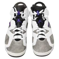 Pre Owned Air Jordan White/Grey Leather And Suede Jordan 6 Retro Flight Nostalgia Sneakers Size 47.5