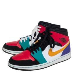 Pre Owned Air Jordan Multicolor Leather Air Jordan 1 Mid High Toe Sneakers Size 44.5