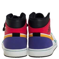 Pre Owned Air Jordan Multicolor Leather Air Jordan 1 Mid High Toe Sneakers Size 44.5
