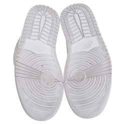 Pre Owned Air Jordan 1 Mid Grey/White Leather Camo High Top Sneakers Size 43