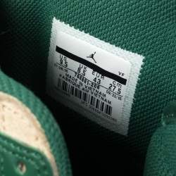 Nike Beige/Green Leather And Suede Air Jordan 1 Retro High Top Sneakers Size 43