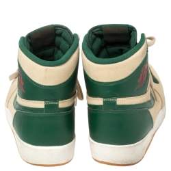 Nike Beige/Green Leather And Suede Air Jordan 1 Retro High Top Sneakers Size 43