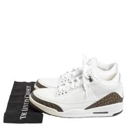 Pre Owned Air Jordan 3 Retro White Leather Mocha Sneakers Size 46