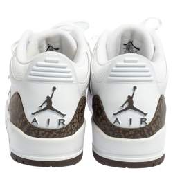 Pre Owned Air Jordan 3 Retro White Leather Mocha Sneakers Size 46