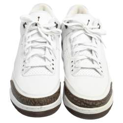 Pre Owned Air Jordan 3 Retro White Leather Mocha Sneakers Size 46