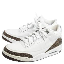 Pre Owned Air Jordan 3 Retro White Leather Mocha Sneakers Size 46