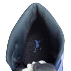 Air Jordan Black/Blue Leather and Fabric 1 Mid Sneakers Size 47.5