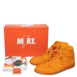 Pre Owned Air Jordan x Nike Orange Leather Air Jordan 1 Retro High Gatorade Sneakers Sjze 46