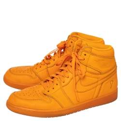 Pre Owned Air Jordan x Nike Orange Leather Air Jordan 1 Retro High Gatorade Sneakers Sjze 46