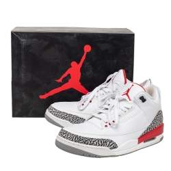 Jordan White Leather Air Jordan 3 Retro Hall of Fame Sneakers Size 46