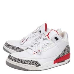Jordan White Leather Air Jordan 3 Retro Hall of Fame Sneakers Size 46