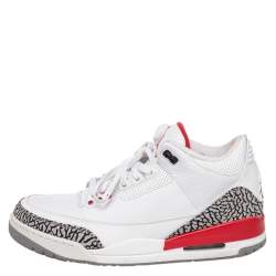 Jordan White Leather Air Jordan 3 Retro Hall of Fame Sneakers Size 46
